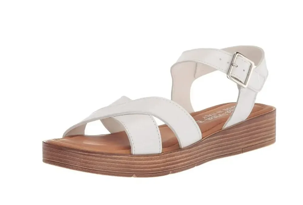 Bella Vita Women's Car-Italy Leather Wedge Sandals White Leather Size 7
